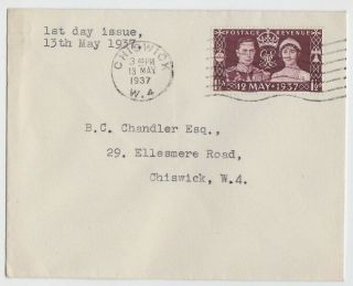 Gb Eii 1937 Fdc Coronation Chiswick Postmark Sg461