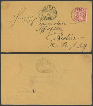 Germany North German Conf.  1869 - Front Cover Chemnitz 35140/29