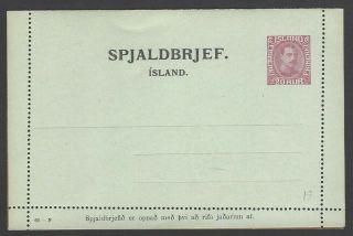 Iceland 1923 10o Brown Lettercard H&g A10 Mi.  K10