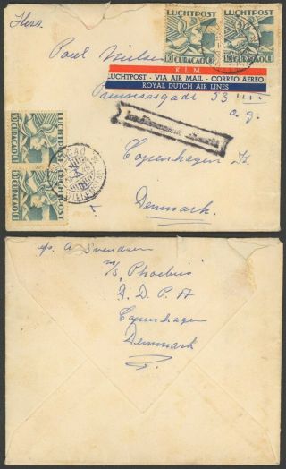 Curacao 1949 - Air Mail Cover To Denmark 30221/5