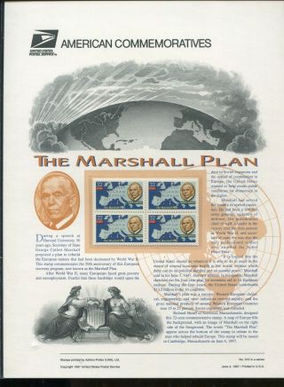 Us Souvenir Panel Cp519 / 3141 32c Marshall Plan No.  515,  No515