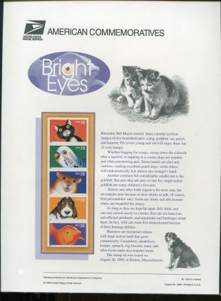 Us Souvenir Panel Cp553 / 3234a 32c Bright Eyes,  Cat,  Dog,  Parrot,  No549