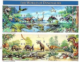Us Sc 3136 " The World Of Dinosaurs " 1996 32¢ Mnh Og Usps Souvenir Sheet Vf