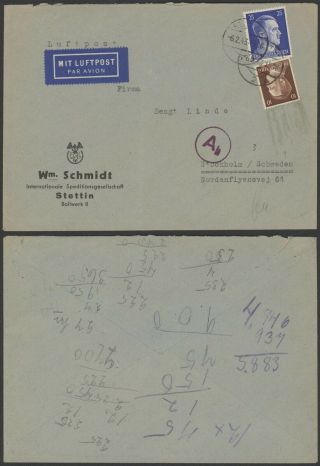 Germany Wwii 1943 - Air Mail Cover To Stockholm Sweden - Censor 34829/5