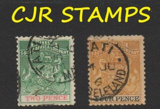 Rhodesia 1896 Tati (sc) Cancels 2 X Stamps - Matabele Rebellion