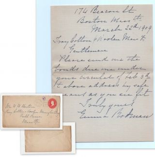 Usa,  Printed Cover With Letter,  Posted Boston 1909 (5130