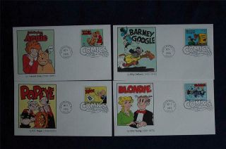 Comic Strip Classics 4 Fdcs Fleetwood S 3000i - L 12133 Popeye,  Blondie,  Barney Goog