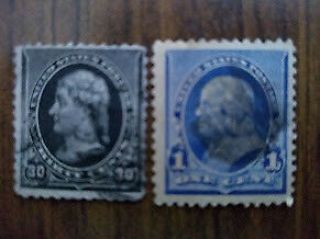 2 Us Stamps,  Scott S 219 And 228,  1c Franklin,  30c Jefferson,  1890 - 1893