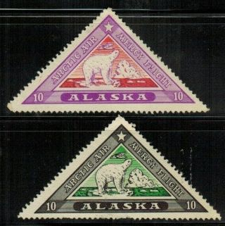 Us Alaska 1920s " Arctic Air " Triangle Poster Labels Mh Og