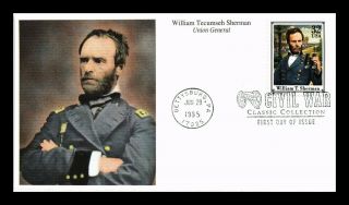 Dr Jim Stamps Us General William T Sherman Civil War Fdc Cover Pictorial Cancel
