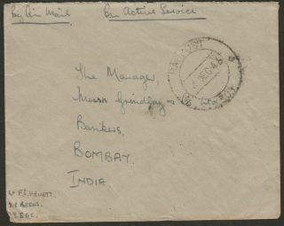 Raf Post 1946 Po No 304 Unstamped Active Service Cover Rangoon,  Burma To India