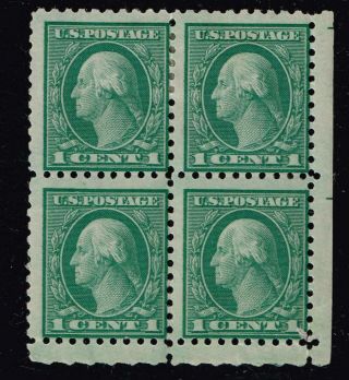 Us Stamp 462 1c Green P.  10 Series Of 1916 2mnh/2hog Blk Of 4
