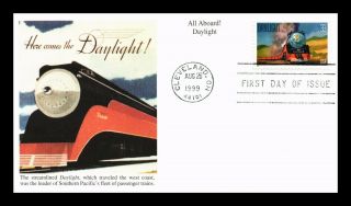 Dr Jim Stamps Us Daylight Train All Aboard Railroad Fdc Cover Mystic