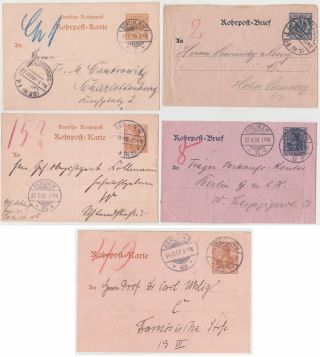 Germany Dr 1891/1907 P.  St.  Pneumatic Mail Berlin Ru 2,  6;rp 8,  10,  13 (5 Items)