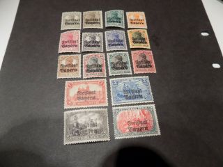1919 Set Of 16 Bavaria/bayern Over Printed German Stamps In Mnh & Lhm