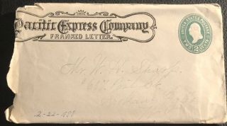 1888 Franked Cover Pacific Express Company W Letter Sent To Washington Territory