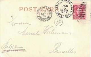 1907 Trans.  Clk. ,  Albuquerque,  Mexico Territory Cancel On P - Card To Belgium
