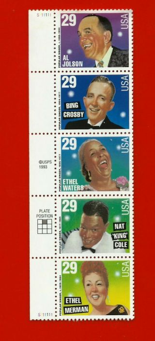 Us Stamps,  Popular Singers,  Scott 2849 - 2853,  Year 1994,  Set Of 5 Mnh