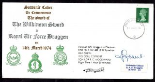 1974 Bruggen Raf Wilkinson Sword Flown Signed Cover Zz2196
