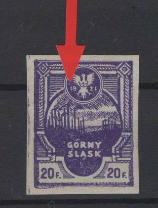 Poland,  Polska,  Stamps,  1921,  Fischer 2 GÓrny ŚlĄsk With Error.