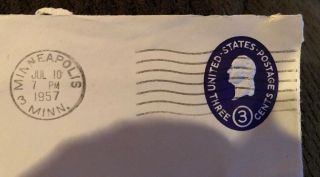 Vintage United States Postage 3 Cent Stamp Envelope Us Mail Embossed Rare