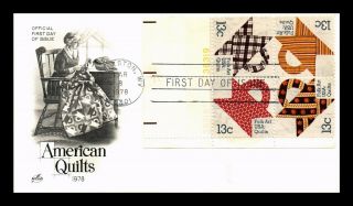 Dr Jim Stamps Us American Quilts First Day Cover Block Of Four Art Craft