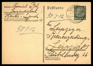 Mayfairstamps Germany 1933 Langenddiebach To Leipzig Postal Stationery Card Wwb8