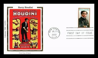 Dr Jim Stamps Us Harry Houdini Colorano Silk Fdc Cover York