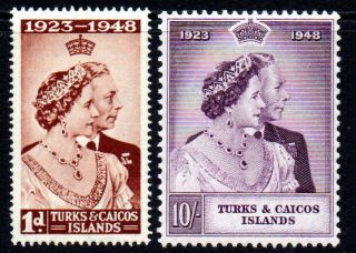 Turks & Caicos Islands Silver Wedding Set Of Stamps C1948 Mounted