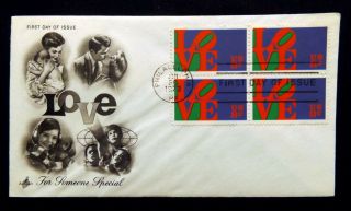 Us Stamps 1475 - 1973 - 8c Love Block Of 4 Fdc,  Art Craft Fdc Issued 01/26/73