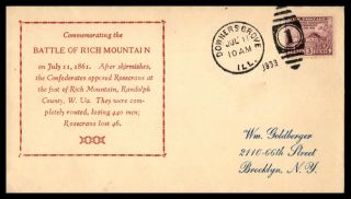 Battle Of Rich Mountain Civil War Commemorative 1933 Cover