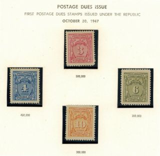 1947 Philippines Stamps - Sc J23 - J26 Postage Due Set - Mnh