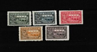 2145=china (taiwan) 1947 Hinged Set Of 5 Stamps