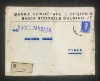 Albania National Bank Of Albania Circulated Cover Tirane To Vlore 1940 