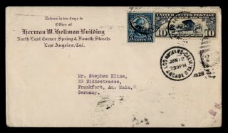 Dr Who 1928 Los Angeles Ca Fancy Cancel 25? Airmail To Germany E46408