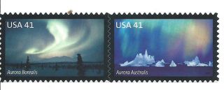 4203 04 Polar Lights Aurora Borealis Australis Block Of 2 Sa Stamps