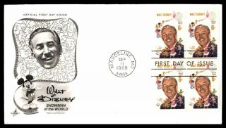 Mayfairstamps Us Fdc 1968 Walt Disney Block Art Craft First Day Cover Wwb_36851