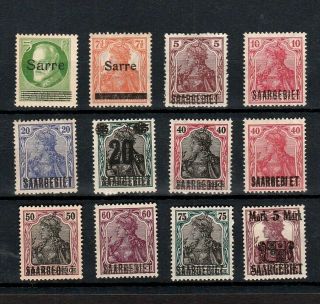 Saar (saargebiet) 1920 Selection Of Bayern & Germania Overprinted Stamps