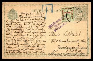 Mayfairstamps Hungary To Bridgeport Connecticut Postal Card Stationery Wwb77173