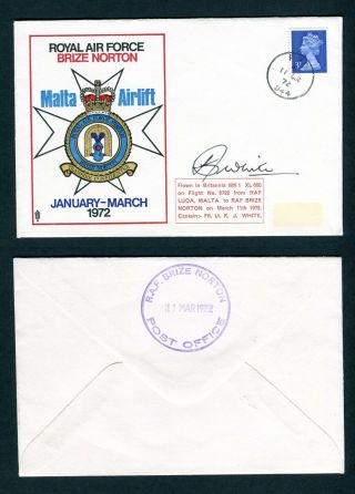 Gb 1972 Gb Signed Malta Airlift.  Raf Brize Norton.  Fpo 944 Museum Trident Cover