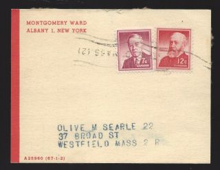 Liberty Series - 7c 1040 & 12c 1045 On C.  1960 Montgomery Ward Address Label