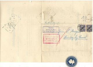 Germany 1925 Official Document W/scott O50,  Pair,  W/seal