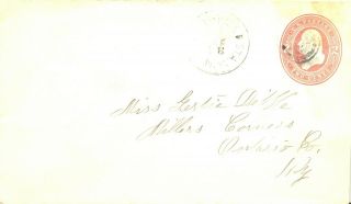 Green?field,  Ny Postal Stationery Cover,  U227,  1885 (stamps,  Postage,  Collectibl