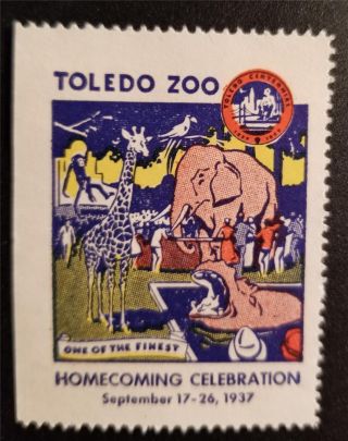 1937 Toledo Zoo Homecoming Cinderella Stamp Bob D706