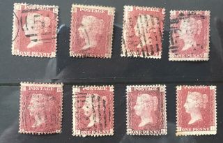 Gb Queen Victoria Penny Red Plate Numbers Used/mm