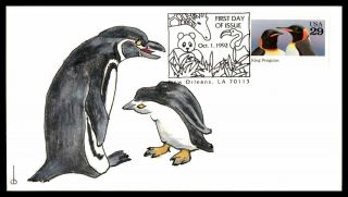 Mayfairstamps Us Fdc 1992 King Penguins Hand Painted Birds First Day Cover Wwb_3