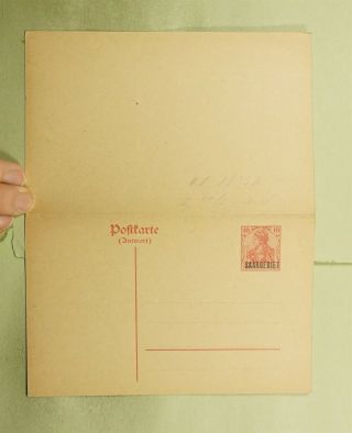 Dr Who Germany Saar Ovpt Double Postal Card E66990