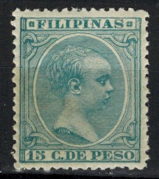 1896 Spanish/philippines Stamp - Sc 171 15c Blue Green King Alfonso Xiii