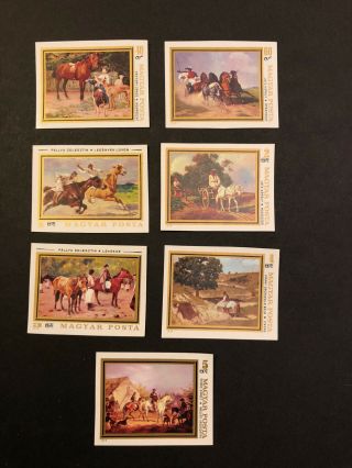 Hungary Scott 2592 - 8 Mnh Imperforate Imperf Imp Paintings Of Horses