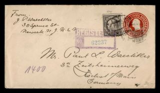Dr Who 1919 Newark Nj Registered Uprated Stationery To Germany E39929